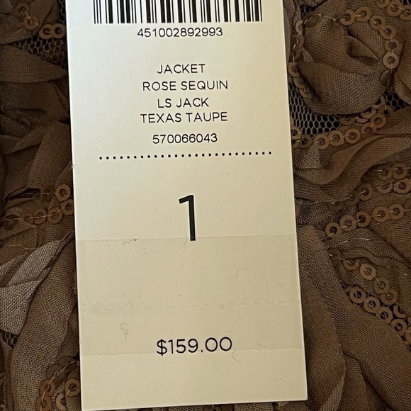 NWT ($159) Chico's Blazer Jacket Coat Taupe Rose Sequin, Sz 1 (M/8) - Picture 4 of 14